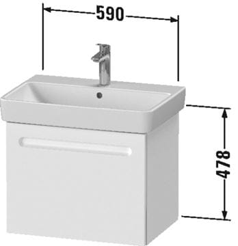 DURAVIT NO.1 skrinka pod umývadlo 59x42,6x47,8 cm, 1 zásuvka, Graphit matt N14382049490000 Technický nákres