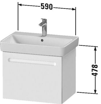DURAVIT NO.1 skrinka pod umývadlo 59x42, 6x47, 8 cm, 1 zásuvka, White matt N14282018180000 Technický nákres