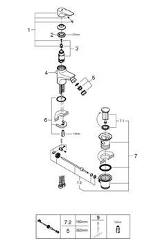 GROHE BAUFLOW bidetová stojanková batéria, s odtokovou súpravou, Water Saving, chróm 23754000 Obrázek - fotka