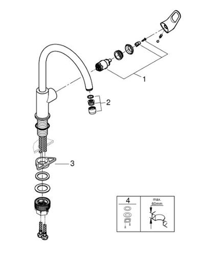 GROHE BAUFLOW drezová batéria, chróm 31538001 Obrázek - fotka