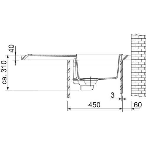 FRANKE BASIS BFG 611-78 fragranitový drez 780x500 mm, otočný, odkvapkávač, sivý kameň 114.0285.186 Technický nákres