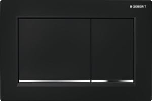 GEBERIT OMEGA 20 ovládacie tlačidlo pre dve splachovania, plast, čierna/lesklý chróm