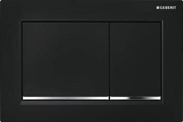 GEBERIT OMEGA 20 SQUARE ovládacie tlačidlo pre dve splachovania, plast, čierna/lesklý chróm