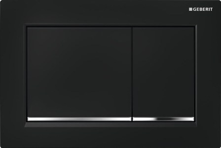 GEBERIT OMEGA 20 ovládacie tlačidlo pre dve splachovania, plast, čierna/lesklý chróm 115.080.KM.1 Obrázek - Hlavní obrázek