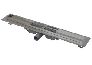 ALCA APZ101 LOW sprchový žľab 550 mm, do priestoru aj k stene, bočný odtok DN 40, bez roštu, PP/nerez oceľ