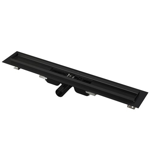 ALCA APZ101BLACK LOW sprchový žľab 750 mm, do priestoru aj k stene, bočný odtok DN 40, bez roštu, PP/nerez oceľ, čierna matná APZ101BLACK-750 Obrázek - Hlavní obrázek
