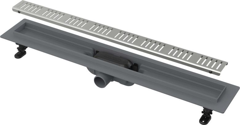ALCA APZ10 sprchový žľab 650 mm, do priestoru aj k stene, bočný odtok DN 40, rošt SIMPLE 10, PP/nerez oceľ APZ10-650M Obrázek - Hlavní obrázek