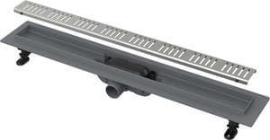 ALCA APZ10 sprchový žľab 650 mm, do priestoru aj k stene, bočný odtok DN 40, rošt SIMPLE 10, PP/nerez oceľ