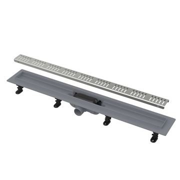 ALCA APZ10 sprchový žľab 850 mm, do priestoru aj k stene, bočný odtok DN 40, rošt SIMPLE 10, PP/nerez oceľ