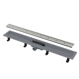 ALCA APZ10 sprchový žľab 850 mm, do priestoru aj k stene, bočný odtok DN 40, rošt SIMPLE 10, PP/nerez oceľ