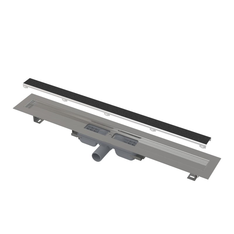 ALCA APZ115 MARBLE LOW sprchový žľab 1050 mm, do priestoru aj k stene, bočný odtok DN 40, rošt na vloženie dlažby, PP/nerez oceľ