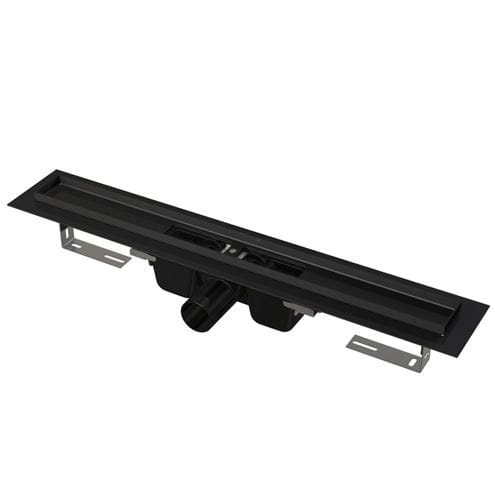 ALCA APZ1BLACK sprchový žľab 950 mm, do priestoru aj k stene, bočný odtok DN 50, bez roštu, PP/nerez oceľ, čierna matná APZ1BLACK-950 Obrázek - Hlavní obrázek