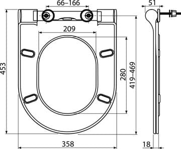 ALCA A67Slim WC sedadlo Slim, SoftClose A67SLIM Technický nákres