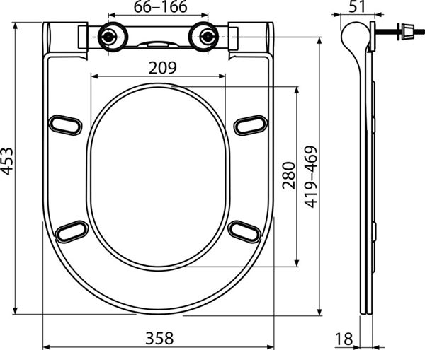 ALCA A67Slim WC sedadlo Slim, SoftClose A67SLIM Technický nákres