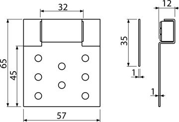 ALCA AVD005 vaňové dvierka 65x57mm magnetické, pod obklady, nerez AVD005 Technický nákres