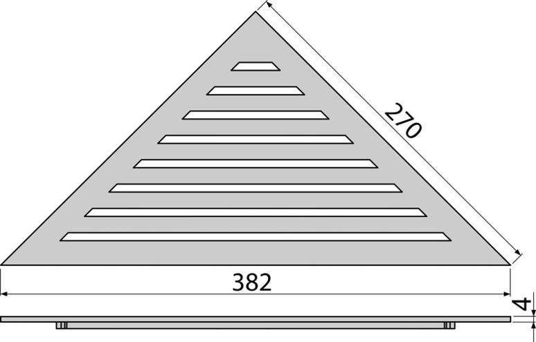 ALCA perforovaný rošt LIFE 382x270 mm, matná nerez oceľ LIFE Technický nákres