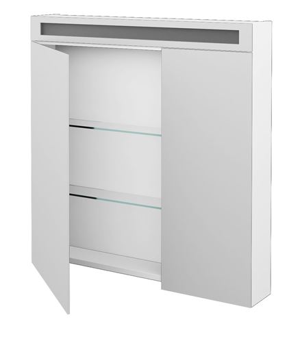 DŘEVOJAS AIR GA2NOE 80 zrkadlová skrinka 80x82x13,8 cm, osvetlenie, s vypínačom a el. zásuvkou, lamino, lesklá biela 69288 Obrázek - fotka