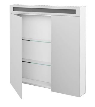 DŘEVOJAS AIR GA2NOE 80 zrkadlová skrinka 80x82x13,8 cm, osvetlenie, s vypínačom a el. zásuvkou, lamino, lesklá biela 69288 Obrázek - fotka