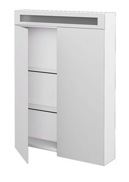DŘEVOJAS AIR GA2OE 60 zrkadlová skrinka 60x82x13,8 cm, osvetlenie, s vypínačom a el. zásuvkou, lamino, lesklá biela 69264 Obrázek - fotka