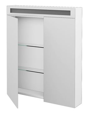 DŘEVOJAS AIR GA2NOE 70 zrkadlová skrinka 70x82x13,8 cm, osvetlenie, s vypínačom a el. zásuvkou, lamino, lesklá biela 69271 Obrázek - fotka