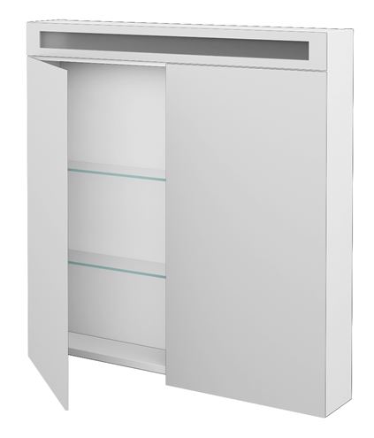 DŘEVOJAS AIR GA2OE 80 zrkadlová skrinka 80x82x13,8 cm, osvetlenie, s vypínačom a el. zásuvkou, lamino, lesklá biela 69295 Obrázek - fotka