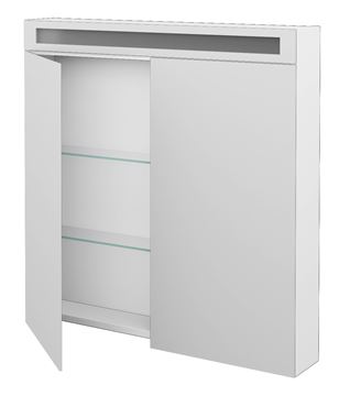 DŘEVOJAS AIR GA2OE 80 zrkadlová skrinka 80x82x13,8 cm, osvetlenie, s vypínačom a el. zásuvkou, lamino, lesklá biela 69295 Obrázek - fotka