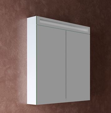 DŘEVOJAS AIR GA2OE 80 zrkadlová skrinka 80x82x13,8 cm, osvetlenie, s vypínačom a el. zásuvkou, lamino, lesklá biela 69295 Obrázek - fotka