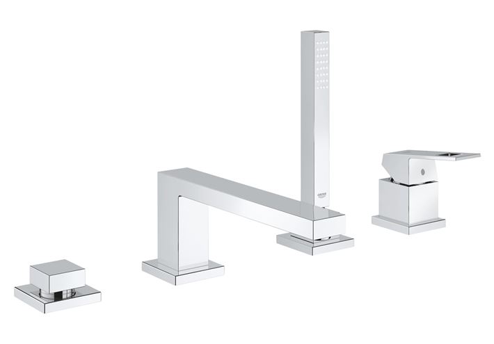 GROHE EUROCUBE batéria na okraj vane, 4-otvorová, s prepínačom, so sprchovou súpravou, chróm 19897001 Obrázek - Hlavní obrázek