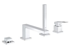 GROHE EUROCUBE batéria na okraj vane, 4-otvorová, s prepínačom, so sprchovou súpravou, chróm