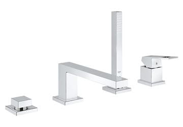 GROHE EUROCUBE batéria na okraj vane, 4-otvorová, s prepínačom, so sprchovou súpravou, chróm