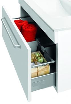 DŘEVOJAS ASTON SZZ 80 skrinka s umývadlom 78x47x42 cm, 1 zásuvka, úchytka hliník mat, biela lesk/biela vysoký lesk 137526-T01 Obrázek - fotka