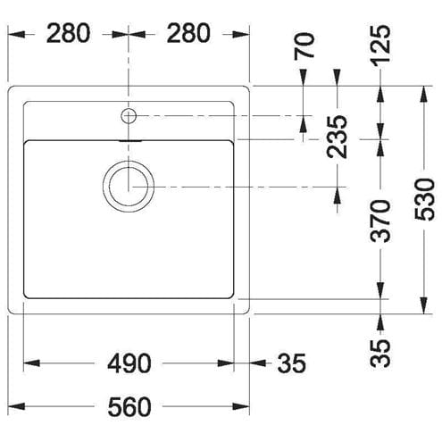 FRANKE SIRIUS SID 610 tectonitový drez 560x530 mm, otvor pre batériu, čierna 114.0264.011 Technický nákres