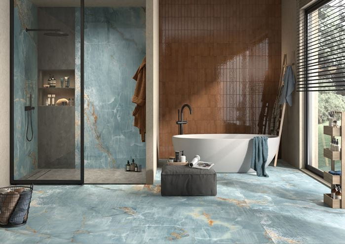 IMOLA THE ROOM dlažba 60x120 cm, lesk, onyx aqua blue gold BLU AQ6 12 LP Obrázek - fotka