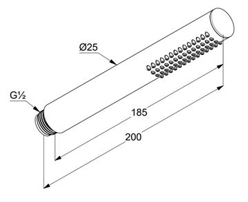 KLUDI NOVA FONTE ručná sprcha 185 mm, matná čierna 3912039-00 Technický nákres