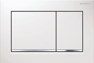 GEBERIT OMEGA 20 ovládacie tlačidlo pre dve splachovania, plast, biela/lesklý chróm