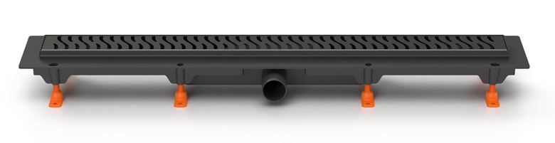 EASY sprchový žľab 850 mm, do priestoru, bočný odtok D 40, rošt HARMONY, plast/nerez oceľ, čierna EPZ20-PPB-850 Obrázek - Hlavní obrázek