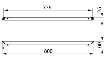 KEUCO REVA držiak uteráka 800 mm, chróm 12801010800 Technický nákres