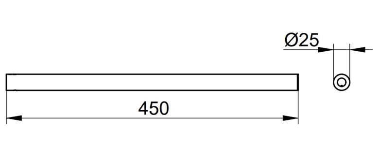 KEUCO REVA držiak uteráka 450 mm, chróm 12820010000 Technický nákres