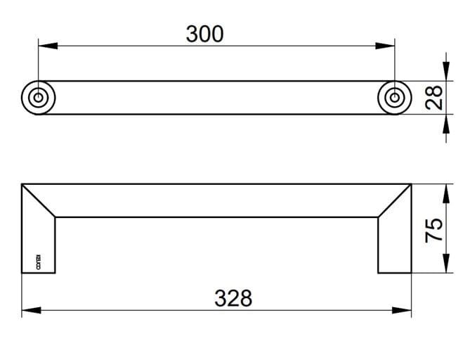 KEUCO REVA madlo 300 mm, chróm 12807010000 Technický nákres