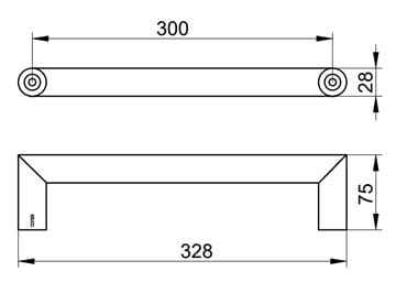 KEUCO REVA madlo 300 mm, chróm 12807010000 Technický nákres