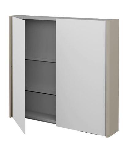 DŘEVOJAS ENZO GA2OE 80 zrkadlová skrinka 80,6x74,1x15,3 cm, osvetlenie s reguláciou stmievania, s vypínačom a el. zásuvkou, lamino/MDF, vysoko lesklá biela 59463 Obrázek - fotka