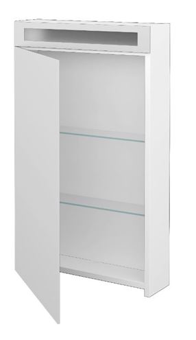 DŘEVOJAS MAX GAO 50 zrkadlová skrinka 50x82x13,8 cm, osvetlenie, pánty vľavo, lamino, lesklá biela 69110 Obrázek - fotka