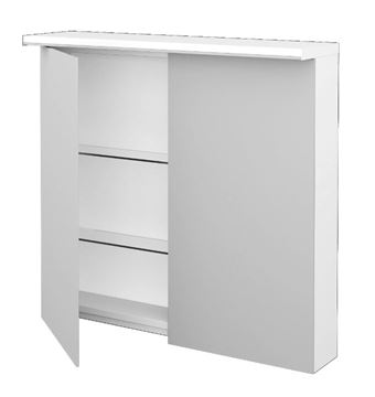 DŘEVOJAS ASTON GA2OE 80 zrkadlová skrinka 80x76,5x21 cm, osvetlenie, s vypínačom a el. zásuvkou, lamino, lesklá biela 137304 Obrázek - fotka