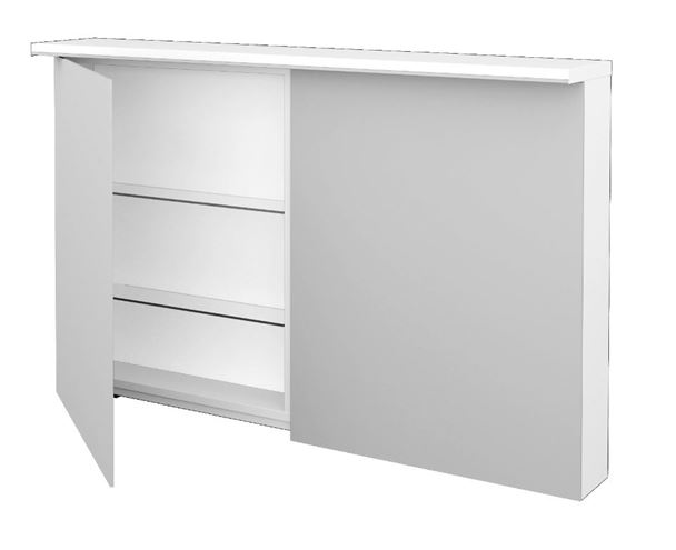 DŘEVOJAS ASTON GA2OE 120 zrkadlová skrinka 120x76,5x21 cm, osvetlenie, s vypínačom a el. zásuvkou, lamino, lesklá biela 79355 Obrázek - fotka