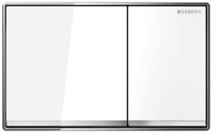 GEBERIT SIGMA 60 ovládacie tlačidlo pre dve splachovania, zinok/sklo, biela/lesklý chróm