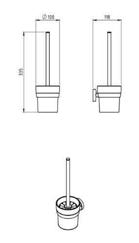 NOVASERVIS METALIA 11 WC kefa, nástenná, sklo, chróm 0133,0 Technický nákres