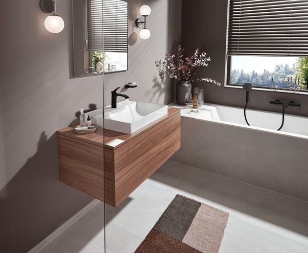 HANSGROHE VIVENIS umývadlová stojanková batéria, s odtokovou súpravou, EcoSmart, matná čierna 75020670 Obrázek - fotka