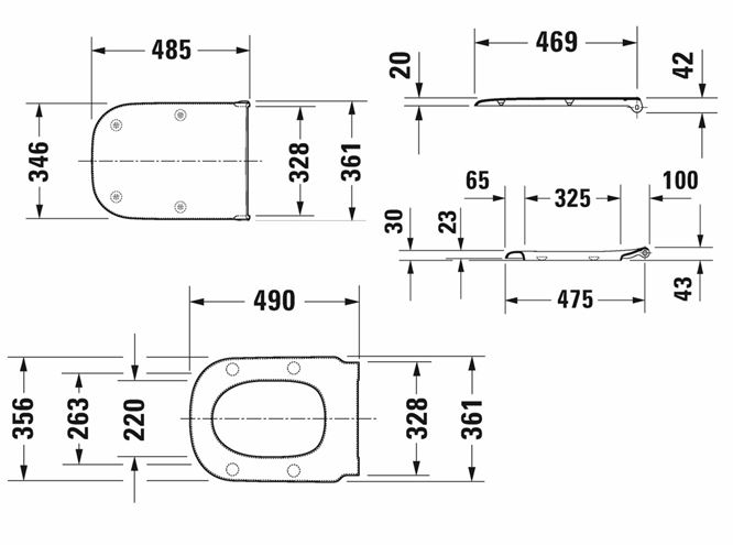 DURAVIT D-CODE VITAL WC sedadlo, bezbariérové 0060310000 Technický nákres