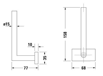 DURAVIT KARREE držiak toaletného papiera, nástenný, chróm 0099561000 Technický nákres