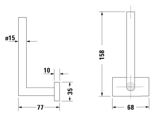 DURAVIT KARREE držiak toaletného papiera, nástenný, chróm 0099561000 Technický nákres
